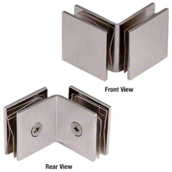 Brushed Nickel Square Open Face 90 Degree Square Glass Clamp