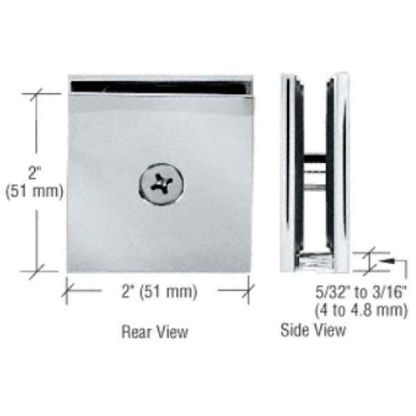 Brushed Nickel Square Wall Mount Clamp Hole in Glass