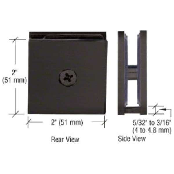 Matte Black Square Wall Mount Clamp Hole in Glass