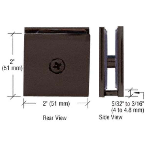 Oil Rubbed Bronze Square Wall Mount Clamp Hole in Glass
