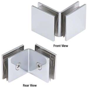 Polished Chrome Square Open Face 90 Degree Square Glass Clamp